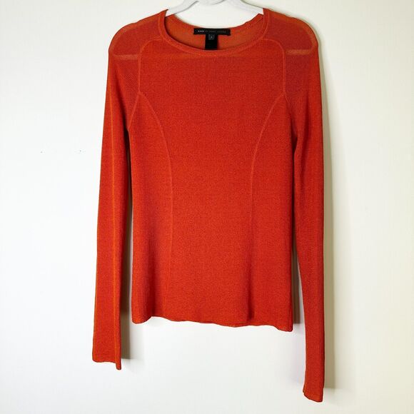 Marc by Marc Jacobs Sweater Women L Red Silk Knit Lightweight Boho Preppy NWOT - Picture 2 of 6